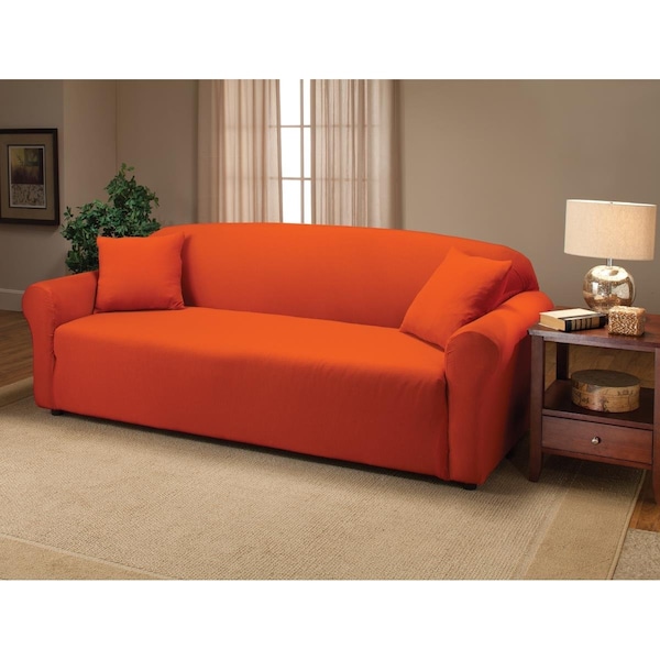 Bedding Beyond Stretch Jersey Sofa Slipcover, Tangerine BE2613793 Zoro